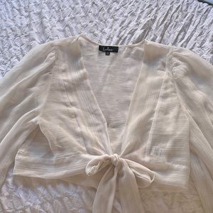 Sheer long sleeve cover up top